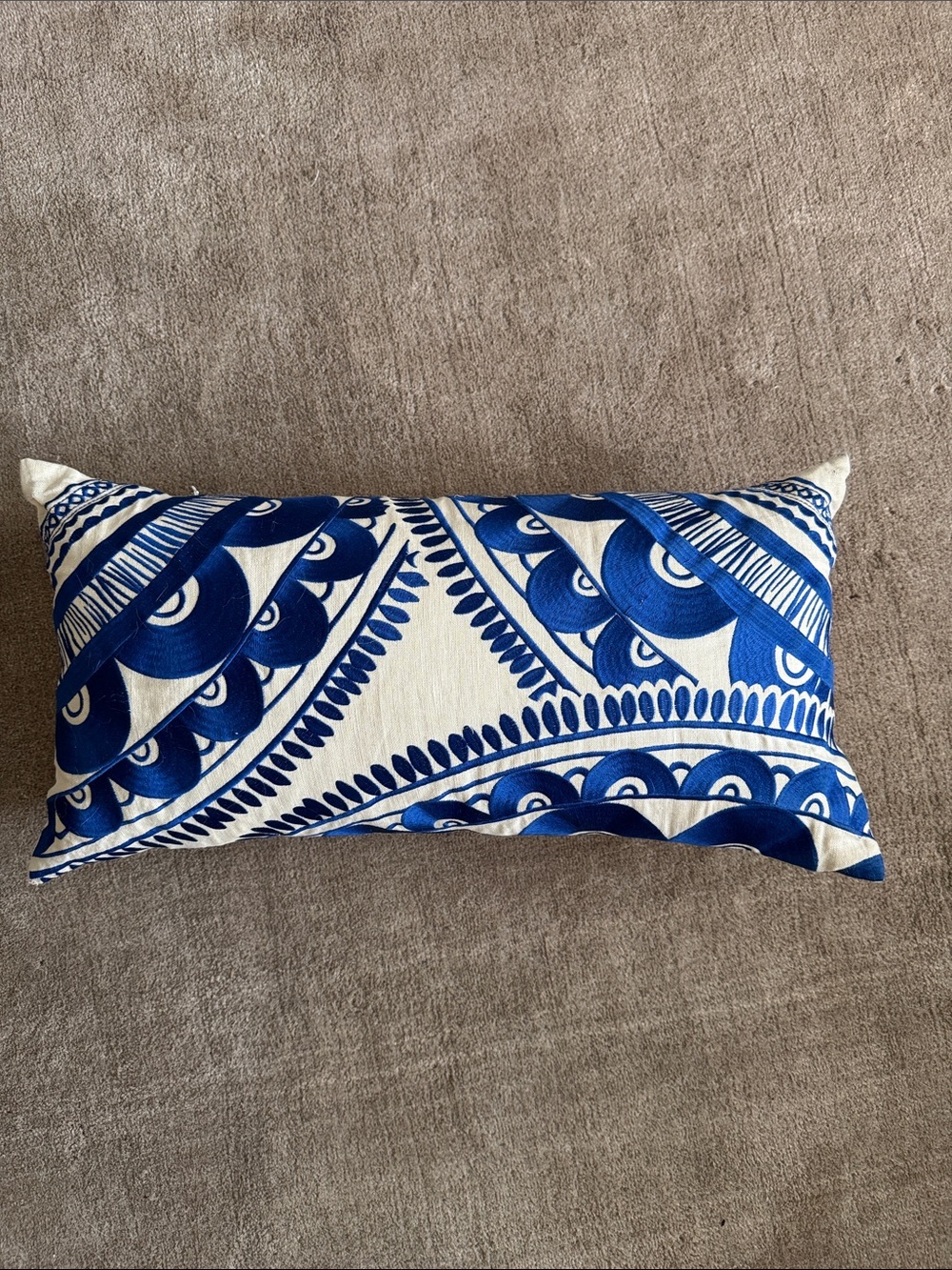 Trina Turk Blue Paisley Lumbar Throw Pillow 12x23" Down Insert